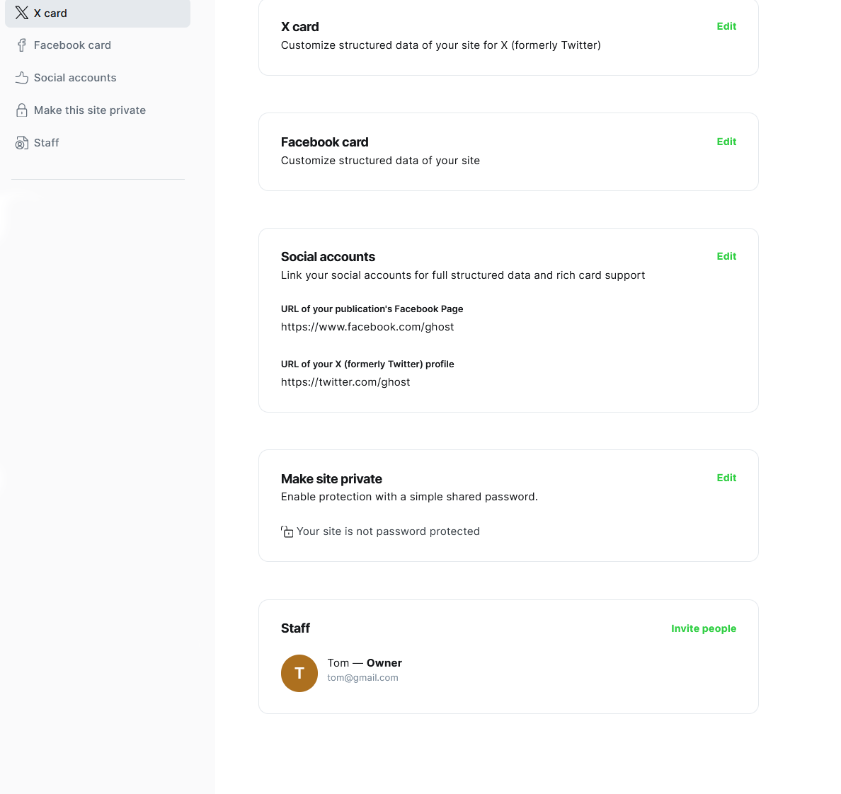 Configuration du CMS  Ghost: Partie 2