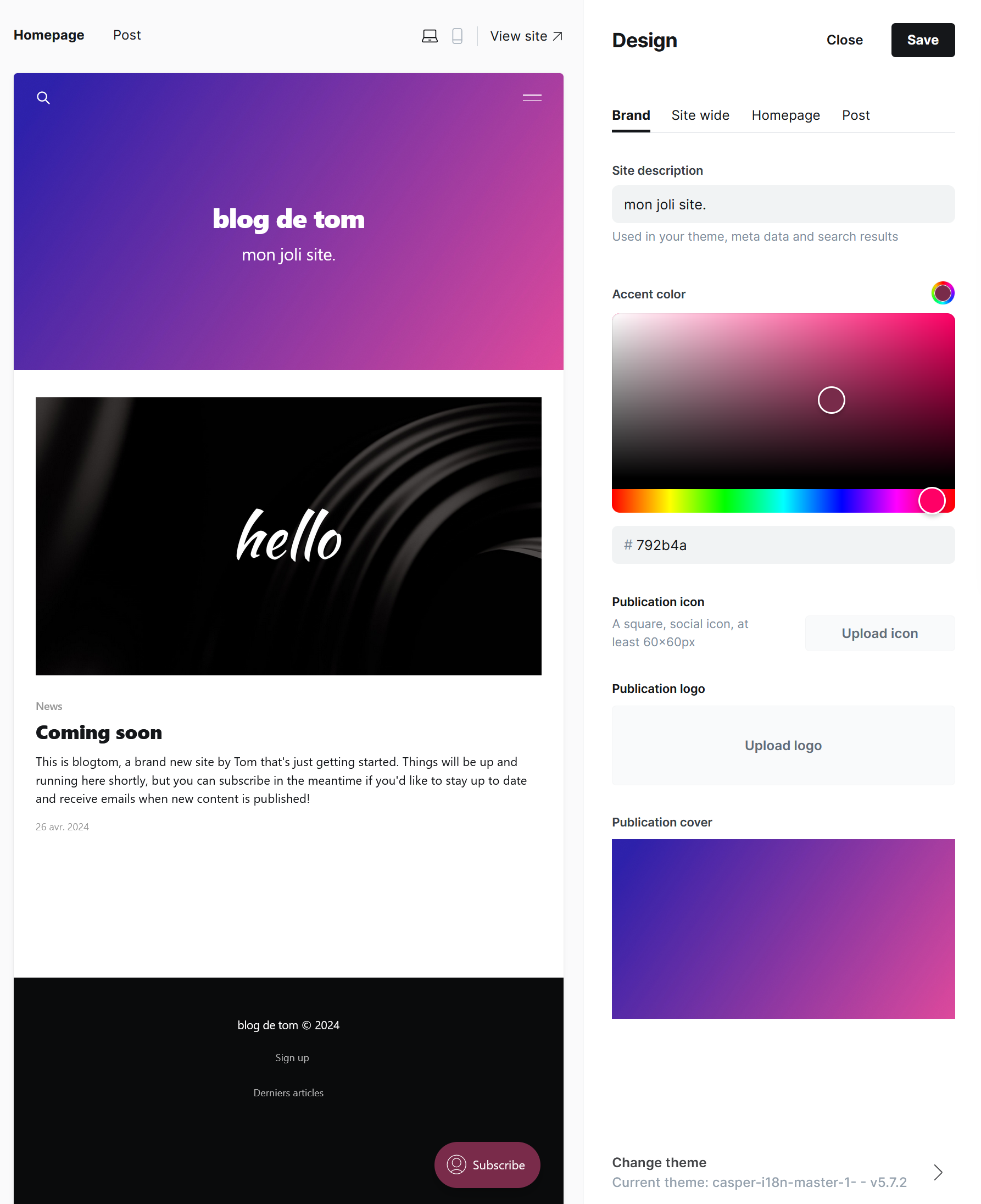 Configuration du CMS  Ghost: Partie 2