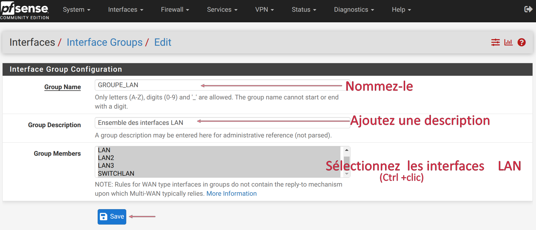 Créer un bridge Sur PfSense-CE