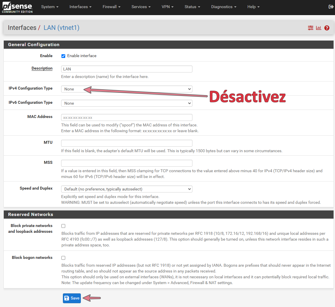 Créer un bridge Sur PfSense-CE