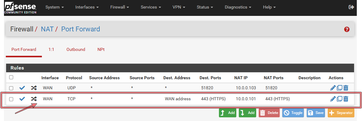 Le pare-feu de PfSense-CE : Côté WAN