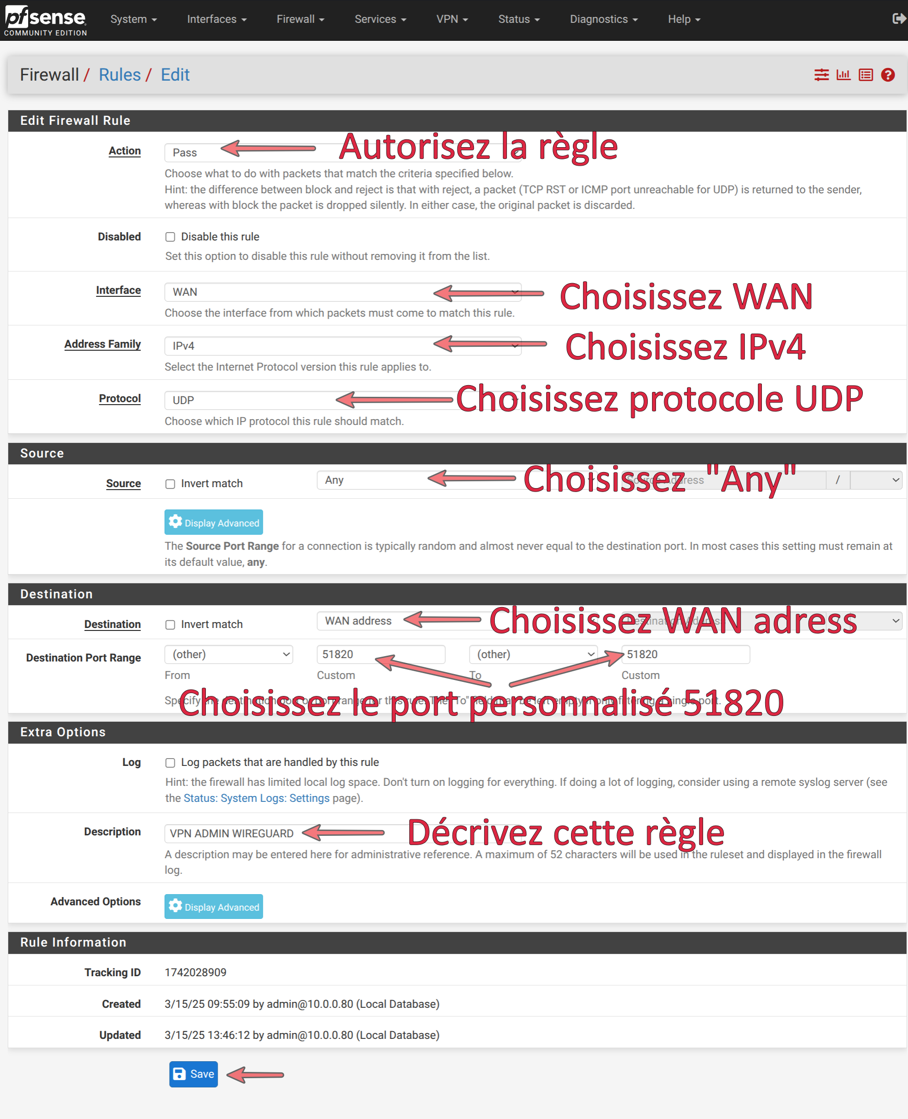 Le pare-feu de PfSense-CE : Côté WAN